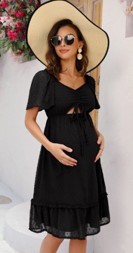 PIĘKNA SUKIENKA CIĄŻOWA LETNIA BOHO CZARNA ROZMIAR L