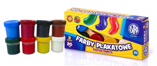 Farby plakatowe 8 kolorów 20 ml Astra
