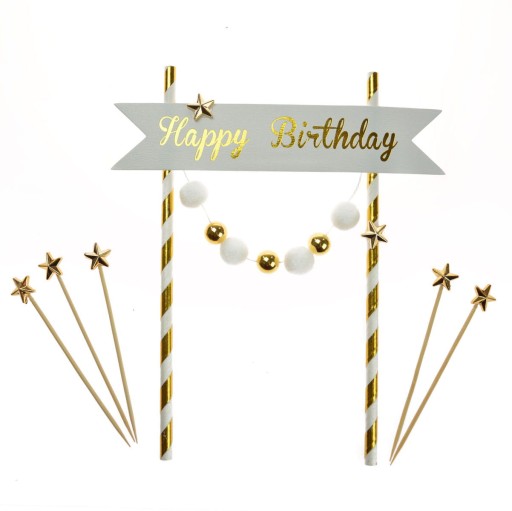 Toppery urodzinowe na tort - Happy Birthday