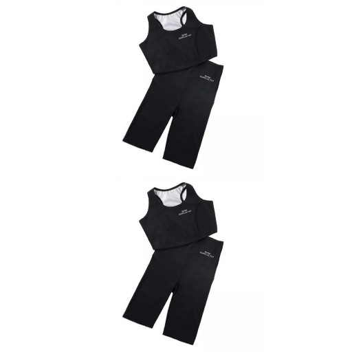 2x Women Sauna Pants Loss Weight Sweat Crop Top