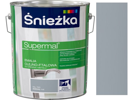 ŚNIEŻKA EMALIA OLEJNO-FTALOWA 10L STALOWY MAT 7001