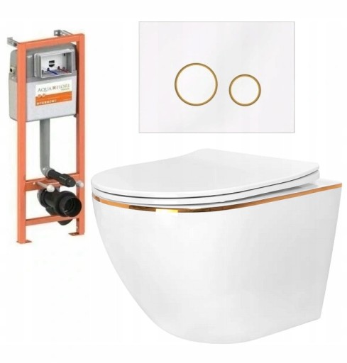 MISA WC RIMLESS ZŁOTA POLSKI STELAŻ PRZYCISK MATA