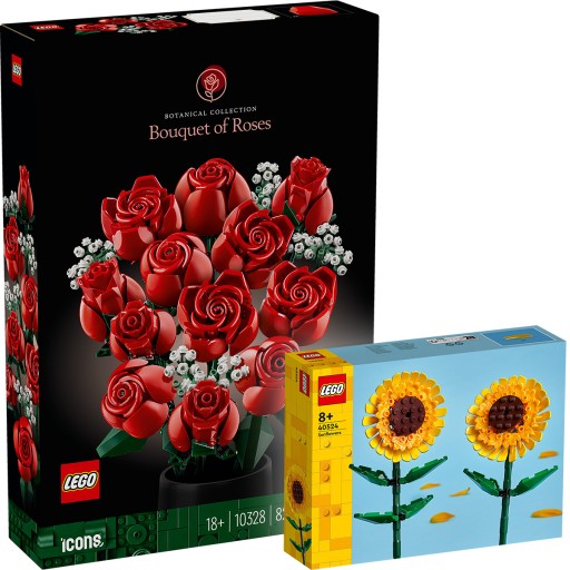 LEGO 10328 ICONS Bukiet róż + LEGO Słoneczniki 40524