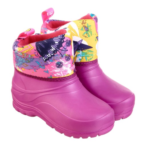 BUTY DZIECIĘCE OCIEPLANE KALOSZE ŚNIEGOWCE 32/33 082 PINK BUTTERFLIES KALOS