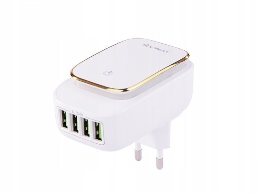 ŁADOWARKA SIECIOWA MYWAY 4X USB 4.4A Z LAMPKĄ LED