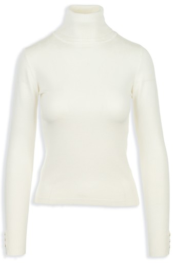 River Island Klasyczny Biały Gładki Lekki Sweter Kobiecy Golf Guziki XS 34