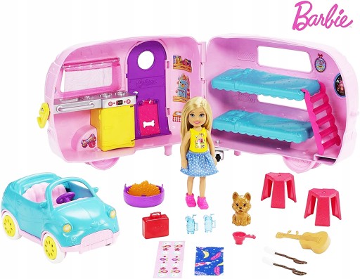 LALKA BARBIE CHELSEA KAMPER KEMPING FXG90 AUTO ===
