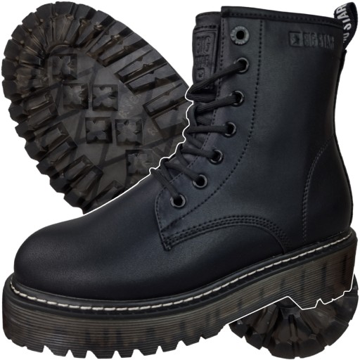 botki Glany Damskie Ocieplane Buty Zimowe Czarne Big Star KK274537 41