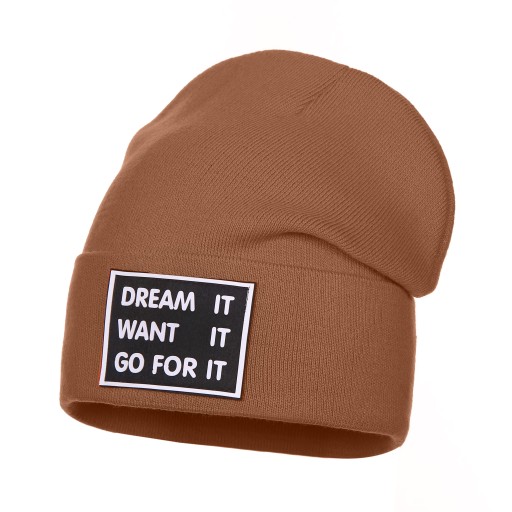 CZAPKA DAMSKA BEANIE JESIENNO ZIMOWA Z WYWINIĘCIEM