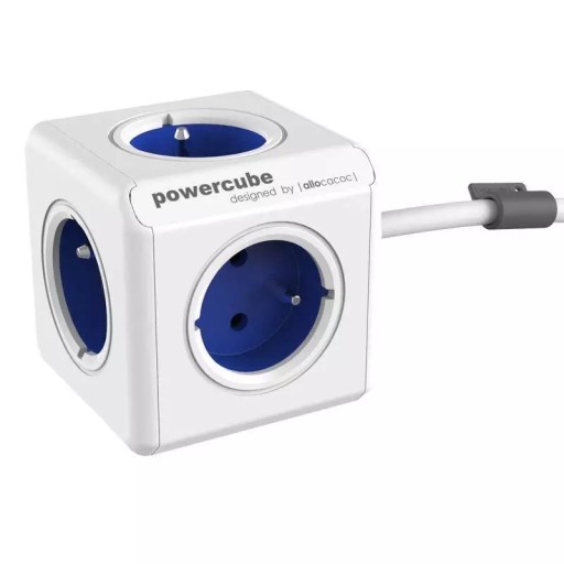 PowerCube Extended niebieski przewód 1.5m, 5 gniazd, DesignNest (allocacoc)