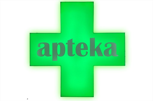 KRZYŻ APTECZNY reklama 3D świetlna LED APTEKA 80cm