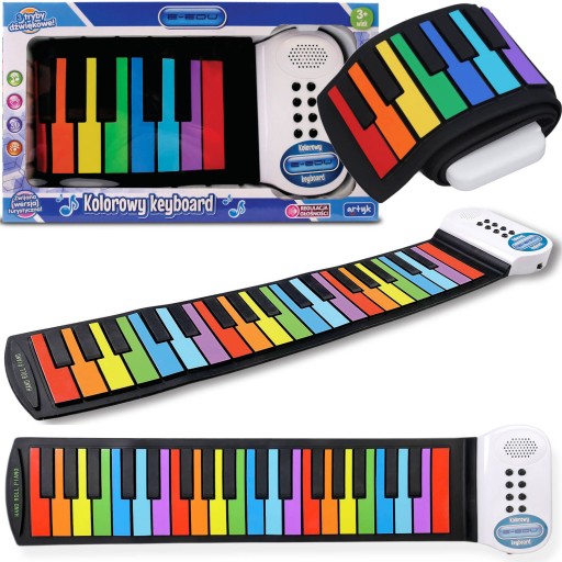 ZWIJANE PIANINKO KOLOROWY KEYBOARD ROLL UP PIANINO 63cm 3 tryby dźwiękowe