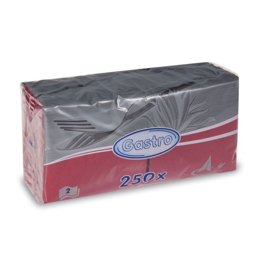 Serwetki 2w gastronomiczne 33 x 33cm bordowe 250sz