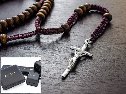 NASZYJNIK RÓŻANIEC Z KRZYŻEM PAPIESKIM