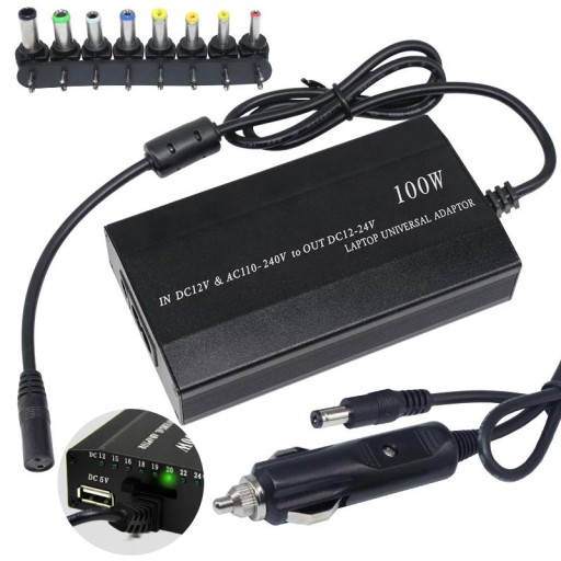 ZASILACZ UNIWERSALNY LAPTOP 100W 12-24V 230V USB SAMOCHODOWA ŁADOWARKA