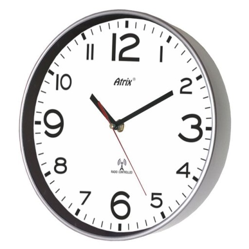 Zegar srebrny sterowany radiowo 25cm #1