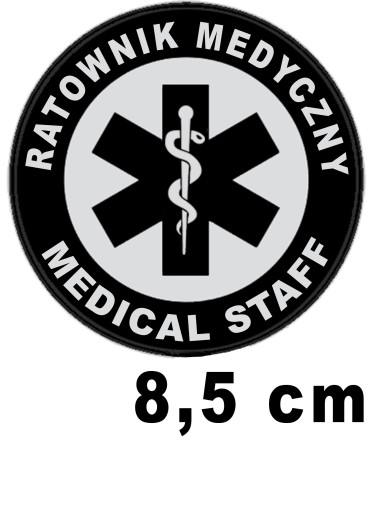 RATOWNIK MEDYCZNY Medical Staff emblemat odblaskowy z nadrukiem 8,5 cm