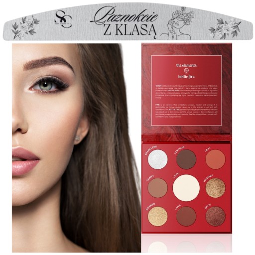 Claresa Paleta cieni do powiek matowych i brokatowych HOTTIE FIRE + PILNIK