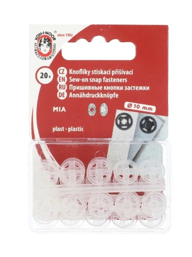 Zatrzaski plastikowe KOH-I-NOOR 10mm białe 20szt
