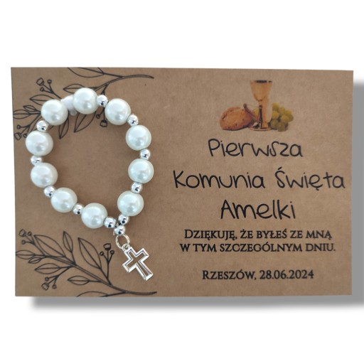 Podziękowanie dla Gości Komunia różaniec prezent