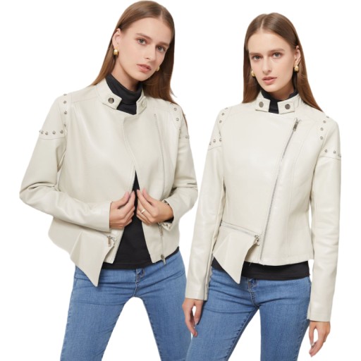 Klasyczna Modna Skóra Kurtka ELEGANCKA SKÓRZA