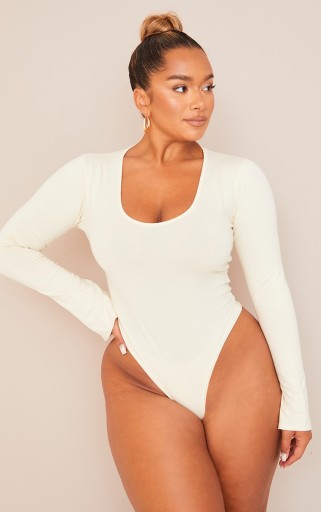 PrettyLittleThing BODY Z DŁUGIM RĘKAWEM I GŁĘBOKIM DEKOLTEM R.S E591113
