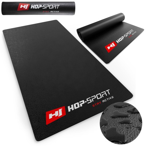 Wytrzymała mata pod sprzęt siłownie Hop-Sport 160 cm x 70 cm czarna