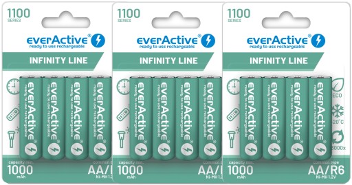 12x AKUMULATORKI BATERIE AA R6 NiMH 1100 EVERACTIVE SOLAR DO LAMP SOLARNYCH