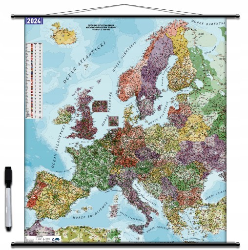 Europa Kodowo-drogowa Mapa 1:2100000 200x175cm Aktualna 2024