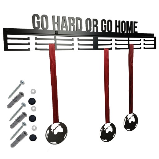 Wieszak na medale ścienny GO HARD OR GO HOME 80 cm