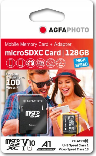 Karta AgfaPhoto Agfa MicroSD MicroSDXC 128 GB Class 10 UHSI/U1 V10 (SB6033)