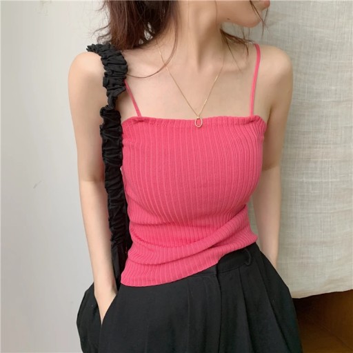 Female Rib Camisole Stretchable Knit Crop Cami Top