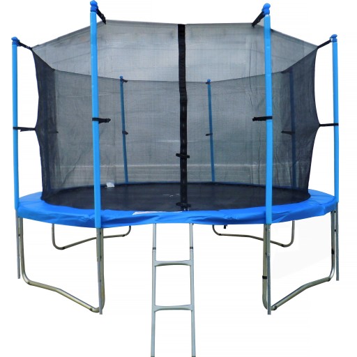 TRAMPOLINA 252 CM PODWÓJNE NOGI DRABINKA HAKI.