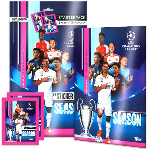 Album na naklejki Zestaw Startowy Liga Mistrzów 2024 UEFA Topps 2 saszetki