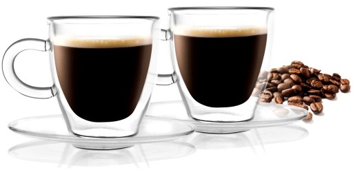 VIALLI ZESTAW MAŁE SZKLANKI TERMICZNE FILIŻANKI ZE SPODKAMI KAWY ESPRESSO