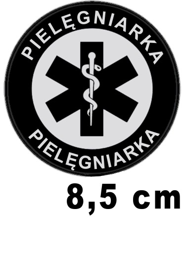 PIELĘGNIARKA naszywka okrągła emblemat odblaskowy z nadrukiem 8,5 cm