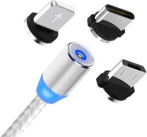 KABEL MAGNETYCZNY USB 3 W 1 MICRO, TYP-C, LIGHTING