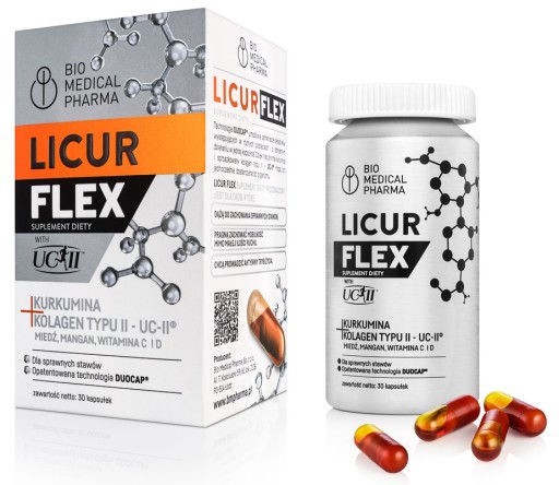 Licur FLEX Kurkumina+Kolagen na stawy 30kapsułek