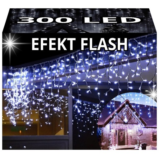 KURTYNA SOPLE 300 LED LAMPKI ZEWNĘTRZNE GIRLANDA FLASH ŚWIATEŁKA CHOINKOWE