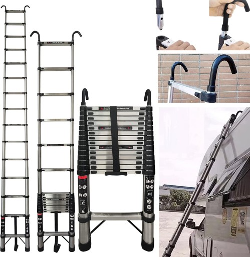 4,4 m Drabina teleskopowa z hakiem stalowym 150 kg