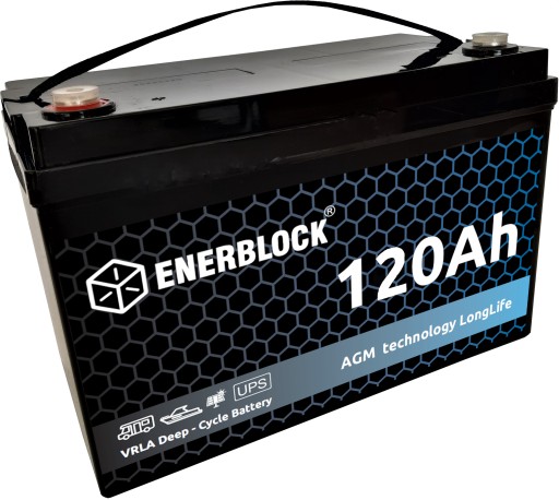 AKUMULATOR AGM 12V 120AH ENERBLOCK BEZOBSŁUGOWY DEEP-CYCLE