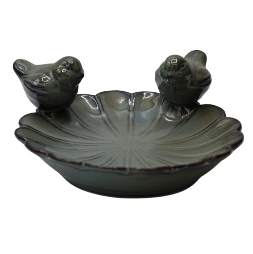 POIDEŁKO KARMNIK DLA PTAKÓW OSŁONKA Z PTASZKAMI CERAMICZNA DUŻA