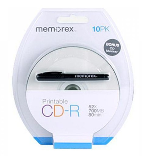 MEMOREX CD-R 10 sztuk Printable + marker CD