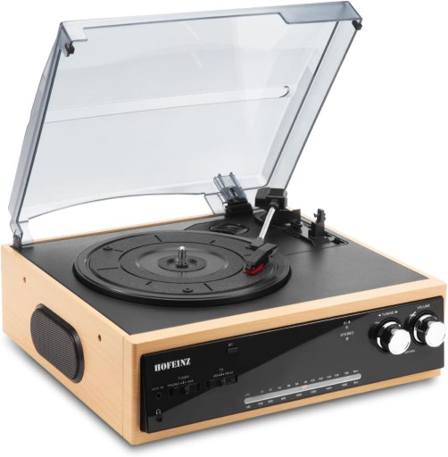 GRAMOFON HOFEINZ Z WYJŚCIEM BLUETOOTH W STYLU VINTAGE Z RADIEM AM/FM