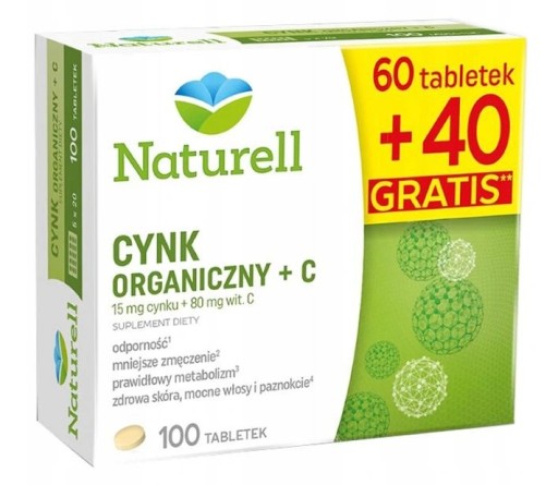 Naturell Cynk Organiczny + Witamina C 100 tabletek