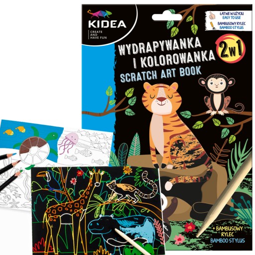 WYDRAPYWANKA KOLOROWANKA ZWIERZĘTA 6 sztuk+ RYLEC