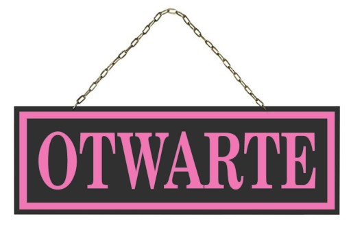 TABLICZKA czarna OTWARTE ZAMKNIĘTE 30x10cm RÓŻOWE