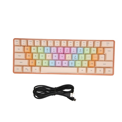 61 keys mechanical keyboard rgb backlight colorful keycaps mini wired mecha