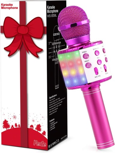 Bezprzewodowy mikrofon do karaoke Bluetooth LED Fede