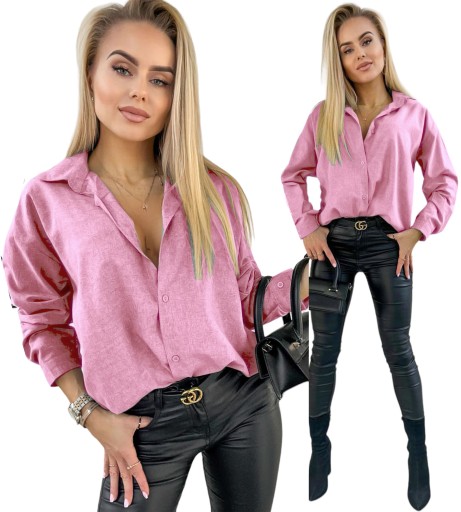 Elegancka KOSZULA DAMSKA bluzka stylowa modna oversize guziki